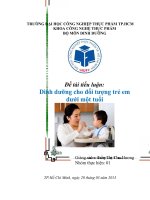 Dinh dưỡng cho đối tượng trẻ em dưới một tuổi