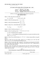 Đề  môn Toán năm 2011-2012(Tây Ninh)