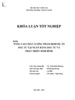 nâng cao chất lượng thẩm định dự án đầu tư tại ngân hàng đầu tư và phát triển ninh bình