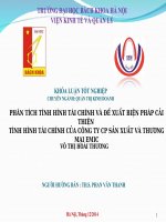 Khóa luận tốt nghiệp – Phân tích tình hình tài chính và đề xuất biện pháp cải thiện tình hình tài chính của Công ty cổ phần sản xuất và thương mại EMIC