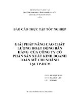 giải pháp nâng cao chất lượng hoạt động bán hàng của công ty cổ phần sản xuất kinh doanh toàn mỹ chi