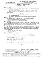đề dáp án thi thủ vào 10 môn toán