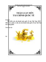 tiểu luận môn tài chính quốc tế tìm hiểu cán cân thanh toán quốc tế của việt nam 2010 – 2012 và so sanh cơ cấu cán cân thanh toán quốc tế của việt nam với trung quốc