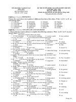 Đề thi môn Tiếng Anh chuyên HY năm 2012 - 2013