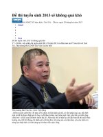 De thi tuyen sinh 2013 se khong qua kho