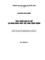 Luận văn thạc sỹ: Phát triển dịch vụ thẻ tại Ngân hàng TMCP Việt Nam Thịnh Vượng