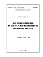 Nhận xét đặc điểm lâm sàng,  mô bệnh học và đánh giá kết quả điều trị ung thư môi tại Bệnh viện K