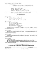 Đề tuyển sinh môn Văn (không chuyên)2012