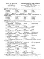 Đề thi môn Tiếng Anh chuyên HY năm 2011 - 2012