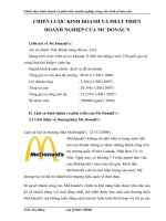 CHIẾN LƯỢC KINH DOANH VÀ PHÁT TRIỂN DOANH NGHIỆP CỦA MC DONAL’S