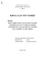hoàn thiện công tác kế toán tập hợp chi phí sản xuất và tính giá thành sản phẩm xây lắp tại công ty cổ phần xây lắp điện và viễn thông