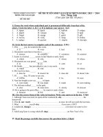 Đề thi môn Tiếng Anh vào THPT tỉnh NAM ĐỊNH