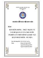 BÁN HÀNG RONG – THỰC TRẠNG VÀ  VẤN ĐỀ QUẢN LÝ CỦA NHÀ NƢỚC  (NGHIÊN CỨU ĐIỂN HÌNH TẠI KHU VỰC  QUẬN HOÀN KIẾM – HÀ NỘI )