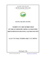 Nghiên cứu một số biện pháp kỹ thuật chăm sóc giống lan đai châu (rhynchostylis gigantea) tại thái nguyên