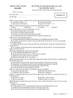 ĐỀ THI THỬ MÔN SINH CHUYÊN BẠC LIÊU