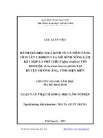 Đánh giá hiệu quả kinh tế và tiềm năng tích lũy carbon của mô hình nông lâm kết hợp cà phê chè (coffea arabica) với keo dậu (leucaena leucocephala) tại huyện mường ảng, tỉnh điện biên