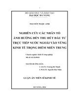 đề tài nghiên cứu các nhân tố ảnh hưởng đến thu hút đầu tư trực tiếp nước ngoài vào vùng kinh tế trọng điểm miền trung