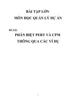 Bài tập lớn môn quản trị dự án: Phân biệt PERT và CPM  thông qua các ví dụ