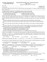 Đề thi thử lần 3 THPT Sào Nam lần 3 môn vật lý