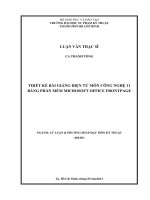 THIẾT KẾ BÀI GIẢNG ĐIỆN TỬ MÔN CÔNG NGHỆ 11  BẰNG PHẦN MỀM MICROSOFT OFFICE FRONTPAGE