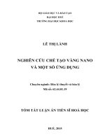 Nghiên cứu chế tạo vàng nano và một số ứng dụng  Lê Thị Lành.