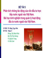 báo cáo môn tài chính quốc tế phân tích những tác động của vốn đầu tư trực tiếp nước ngoài vào việt nam bài học kinh nghiệm trong quản lý hoạt động đầu tư nước ngoài vào việt nam