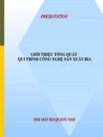 GIỚI THIỆU TỔNG QUÁT QUI TRÌNH CÔNG NGHỆ SẢN XUẤT BIA QUI TRÌNH CÔNG NGHỆ SẢN XUẤT BIA