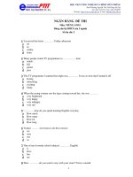 ngân hàng đề thi môn tieng anh đào tạo từ xa