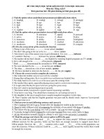 đề thi chọn học sinh giỏi huyện môn Tiếng Anh  năm 2010