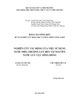 nghiên cứu tác động của việc sử dụng nước phía thượng lưu đến tài nguyên nước lưu vực sông hồng