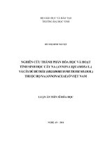 Nghiên cứu thành phần hóa học và hoạt tính sinh học cây na (Annona squamosa L.) và cây dủ dẻ trâu (Melodoum fruticosum Lour.) thuộc họ Na (Annonaceae) ở Việt Nam
