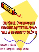 ỨNG DỤNG CNTT VÀO GIẢNG DẠY TIẾT NGỮ PHÁP VÀO GIẢNG DẠY TIẾT NGỮ PHÁP: WILL và BE GOING TO Ở LỚP 10WILL và BE GOING TO Ở LỚP 10
