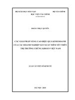 Các giải pháp nâng cao hiệu quả kinh doanh của các doanh nghiệp sản xuất niêm yết trên thị trường chứng khoán Việt Nam  Đoàn Thục Quyên.