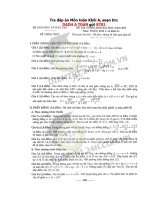 ĐỀ THI ĐẠI HỌC KHỐI A NĂM 2013 - 2014