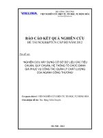 nghiên cứu xây dựng cơ sở dữ liệu các tiêu chuẩn, quy chuẩn, hệ thống tổ chức đánh giá phục vụ công tác quản lý chất lượng của ngành công thương