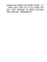 NHẬN DẠY KÈM TOAN, LÝ ,HÓA Ở BÌNH DƯƠNG