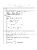 Đề + Đáp án môn Toán vào 10 tỉnh thanh Hóa 2013-2014
