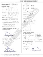 Bảng công thức hình học phẳng THPT