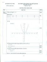 Đáp án tuyển sinh môn Toán.