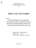 khóa luận tốt nghiệp một số giải pháp nâng cao hiệu quả hoạt động cho thuê tài chính tại công ty cho thuê tài chính tnhh một thành viên - ngân hàng tmcp công thương việt nam