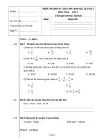 Đề Kiểm tra định kì GHKI Toán 5 (12-13)