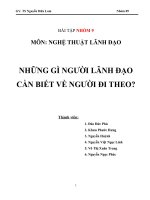 tiểu luận môn nghệ thuật lãnh đạo những gì người lãnh đạo cần biết về người đi theo