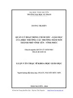 quản lý hoạt động chăm sóc - giáo dục của hiệu trưởng các trường mầm non thành phố vĩnh yên - vĩnh phúc