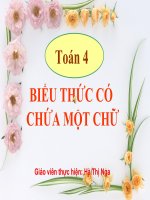 bieu thuc co chua mot chu toan 4