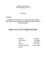 tìm hiểu sự tham gia của các bên liên quan trong thực hiện chương trình 661 trồng rừng phòng hộ tại tỉnh thái bình