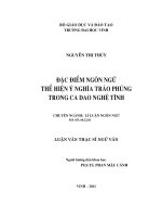 đặc điểm ngôn ngữ thể hiện ý nghĩa trào phúng trong ca dao nghệ tĩnh