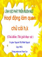 Dạy trẻ 5 tuổi làm quen chữ H, K