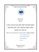 tiểu luận môn nghệ thuật lãnh đạo làm cách nào để trở thành một người chủ tốt trong một nền kinh tế tồi tệ