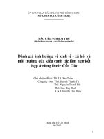Báo cáo khoa học : Đánh giá ảnh hưởng về kinh tế xã hội và môi trường của kiểu canh tác lâm ngư kết hợp ở rừng đước Cần Giờ
