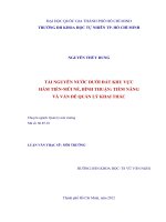 Tài nguyên nước dưới đất khu vực Hàm Tiến-Mũi Né, Bình Thuận tiềm năng  và vấn đề quản lý khai thác
